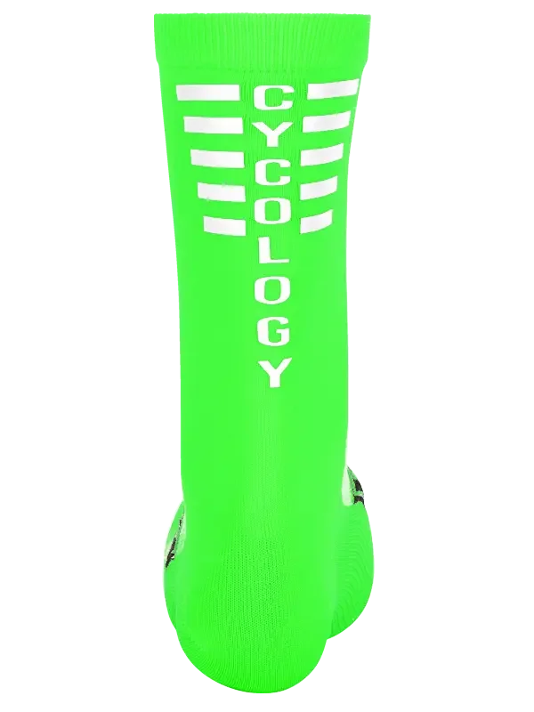 Cycology Reflective Logo Cycling Socks Green - Image 2