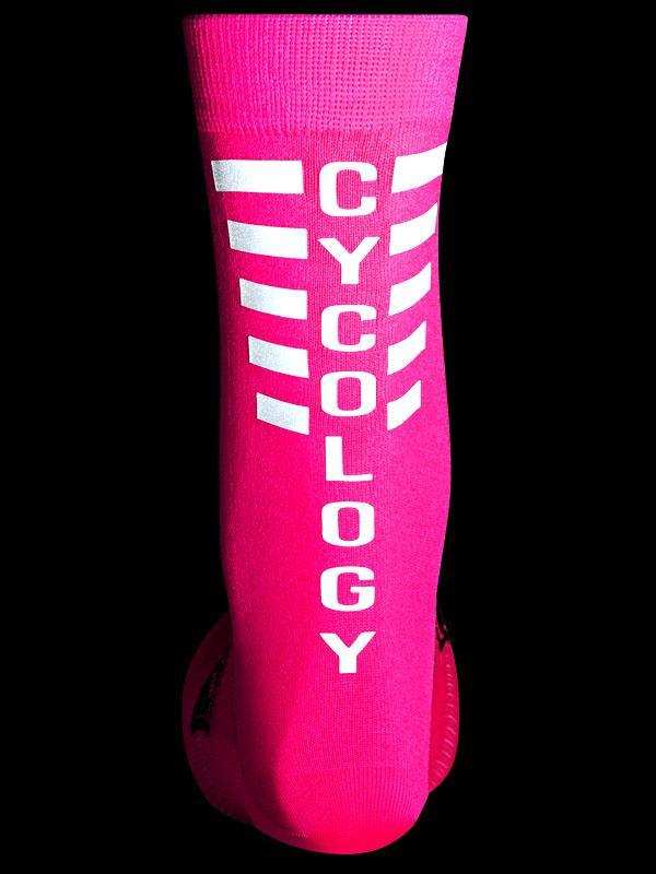 Cycology Reflective Logo Cycling Socks Pink - Image 3