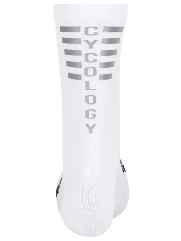 Cycology Reflective Logo Cycling Socks White - Image 2