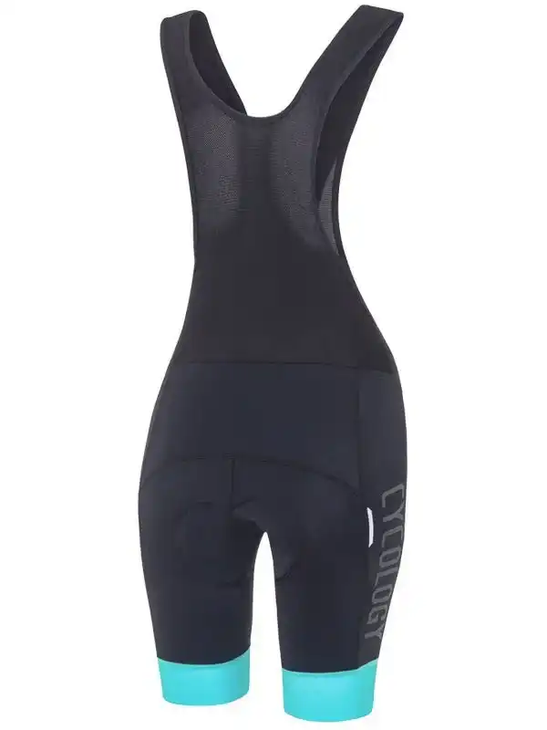 Women's Bib Shorts Black/Aqua - Image 2